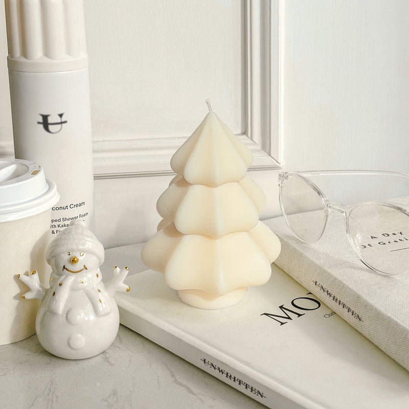 Frosty Pine Christmas Tree Candle
